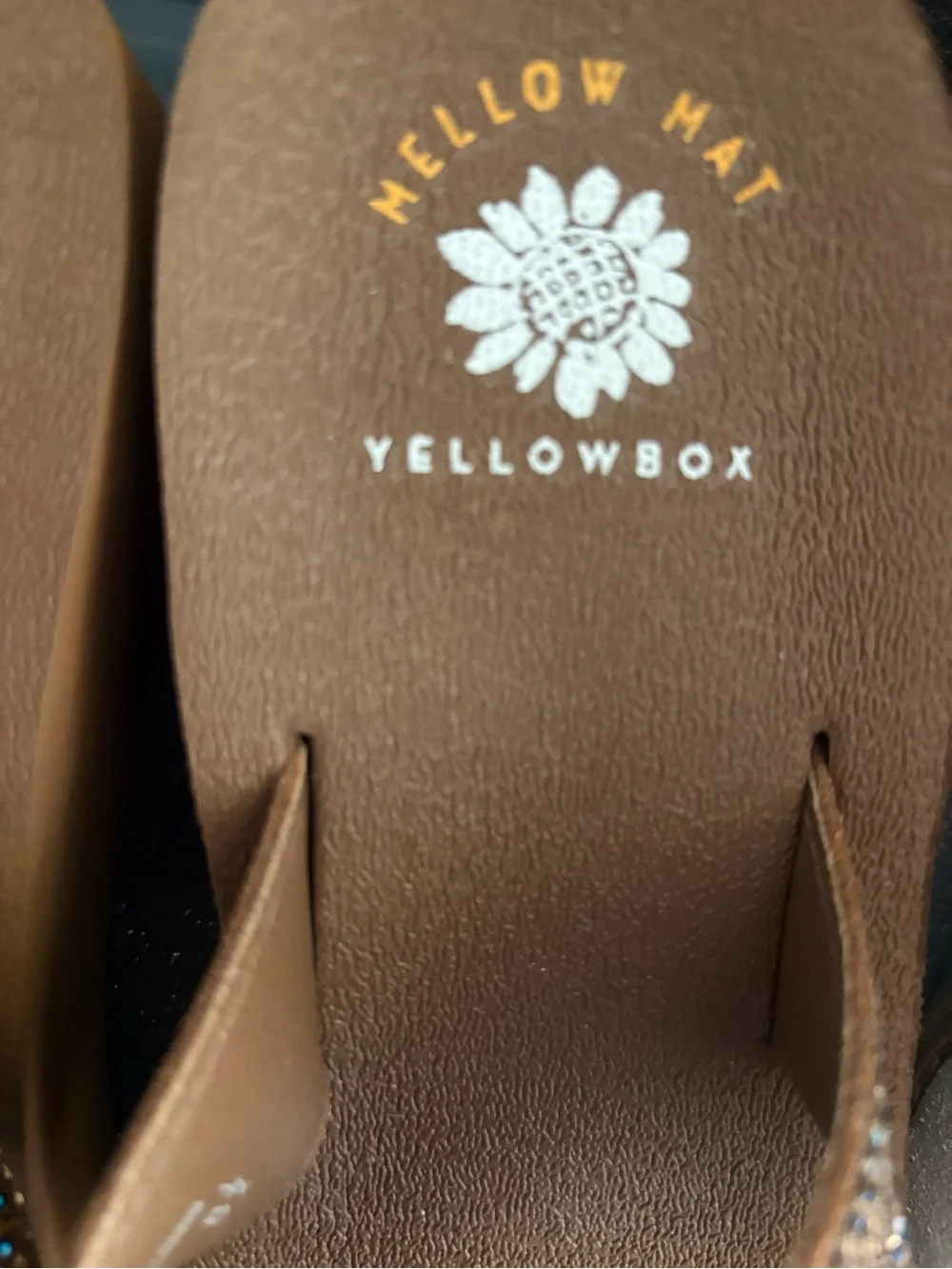 Yellow Box Penny flatform sandals blue & gold beaded detailing leather strap 8.5 - Picture 7 of 8